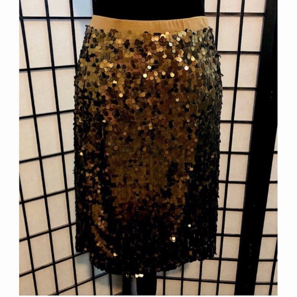 New York & Company Collection Gold Sequin Skirt